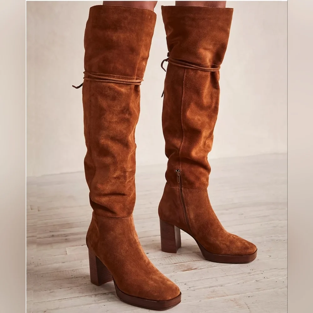 NWB FREE PEOPLE suede echo platform over the knee boot - Picture 2 of 15